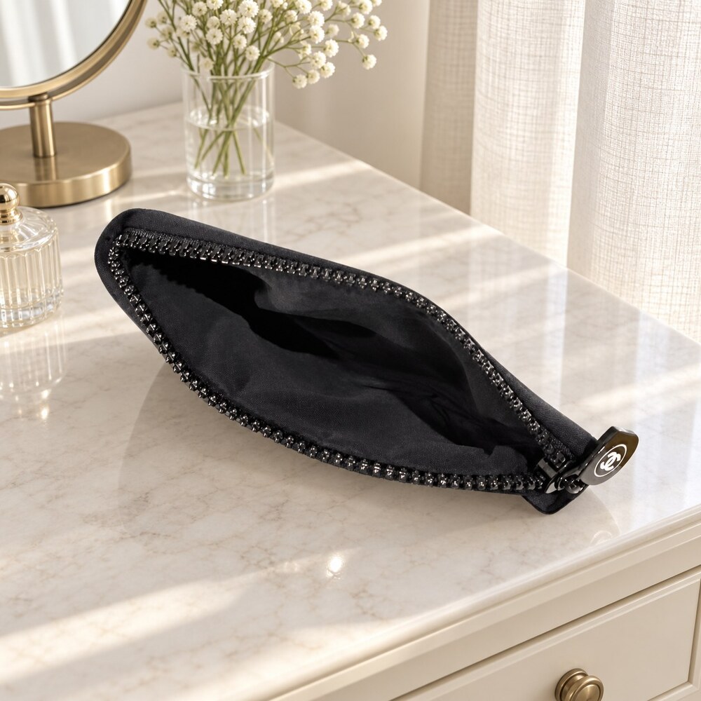 Chanel Black Zip Cosmetic Pouch | Travel Pouch - Picture 2 of 6